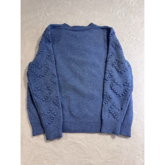 DREAMERS Blue Heart Knit Kawaii Twee Long Sleeve Blue Sweater - Picture 9 of 10